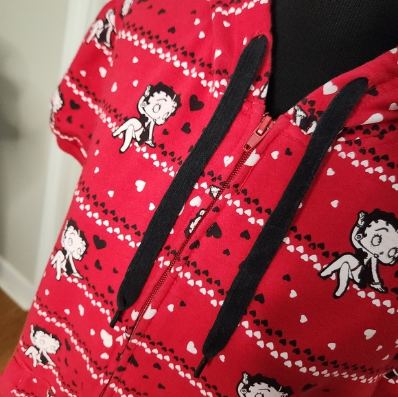 Vintage Betty Boop Brand Authentic Red Hearts Zip Hoodie Size XXL Junior 19 - Picture 5 of 5